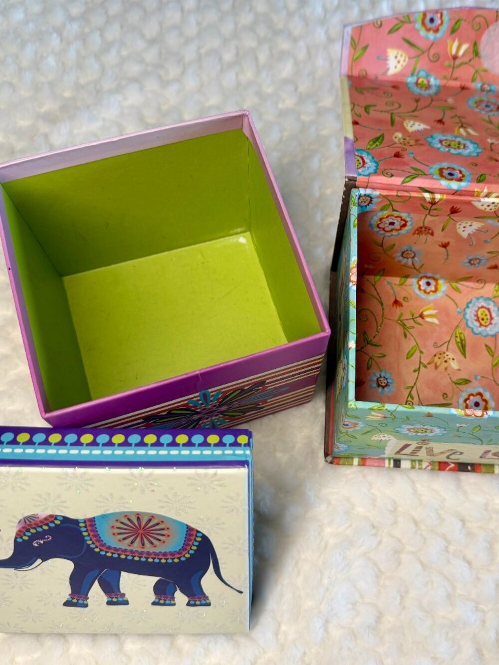 Decorative Gift Boxes (2)- Elephant/Flower & Butterflies/Live Love Laugh